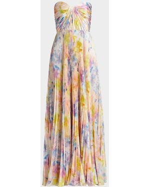 As It May Naomi Abstract Print Satin Strapless Gown - White