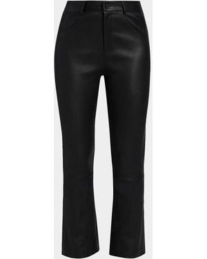 Lamarque Faris Leather Flare Pants - Black