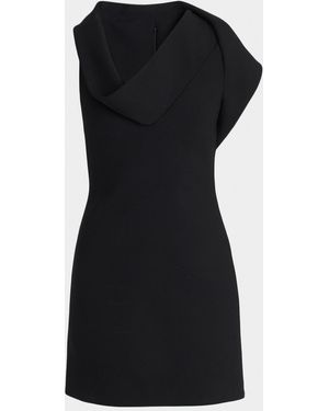 Ferragamo Cowl-Neck Stretch Twill Mini Dress - Black