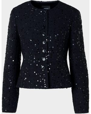 Akris Kelis Sequined Tweed Jacket - Blue