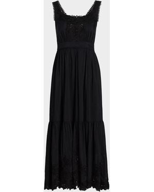 Kobi Halperin Zuri Cotton-Silk Embroidered Lace Midi Dress - Black