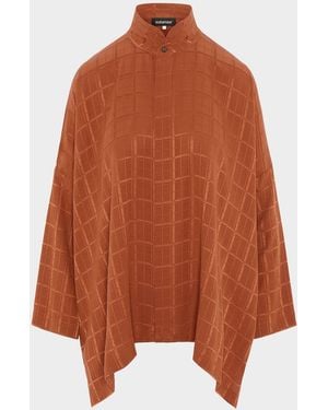 Eskandar Jacquard Silk Satin Shirt - Orange