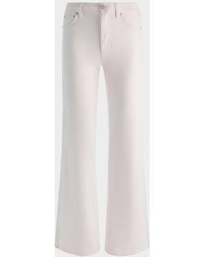 Alice + Olivia Chic High-Rise Embellished Striped Jeans - White
