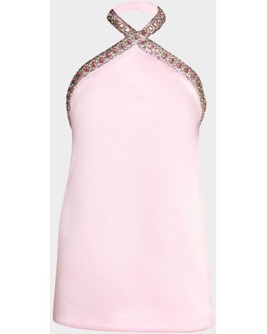retroféte Sabry Jeweled Halter Mini Dress - Pink