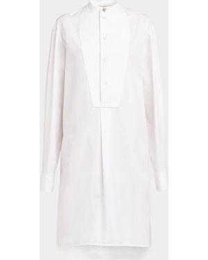 Bottega Veneta Tuxedo-Bib Cotton Poplin Shirtdress - White