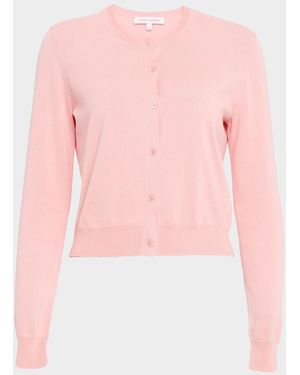 Carolina Herrera Silk-Cotton Crewneck Cardigan - Pink