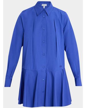 Loewe Cotton Drop-Waist Midi-Shirtdress - Blue
