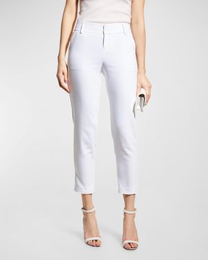 Alice + Olivia Stacey Slim Straight-Leg Cropped Pants - White
