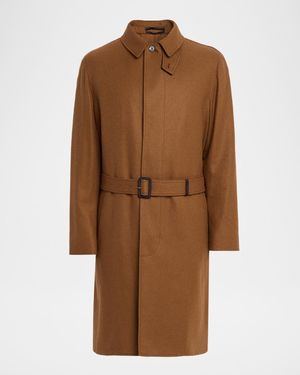dunhill Apos;S Balmacaan Camel Wool Coat - Brown