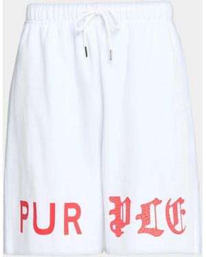 Purple Apos;S Half & Half Wordmark Shorts - White