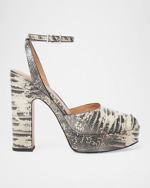 Fendi 125Mm Snakeskin-Embossed Leather Sandals - White