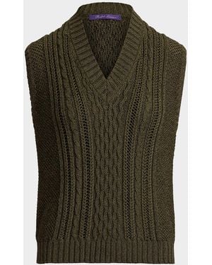 Ralph Lauren Cashmere-Silk Sweater Vest - Green
