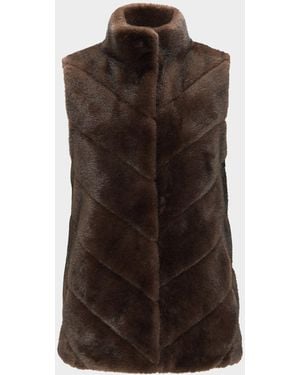 Lyla Grant Fur-Free Chevron Faux Mink Vest - Brown