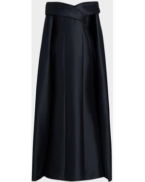 Badgley Mischka Off-Shoulder Cape Mermaid Gown - Black