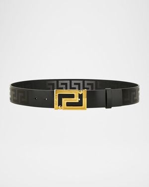 Versace Greek Key Leather Belt - Multicolor