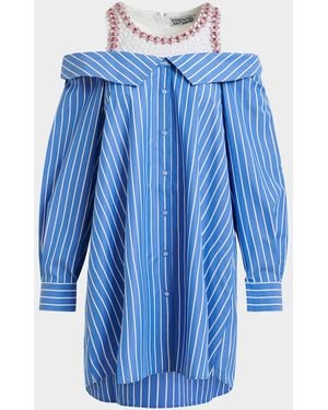 Essentiel Antwerp Layered Embellished Shirtdress - Blue