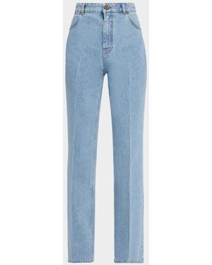 Balmain High-Waisted Flared Denim Jeans - Blue