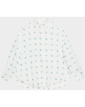 CISSA Floral Oversized Button-Front Shirt - White