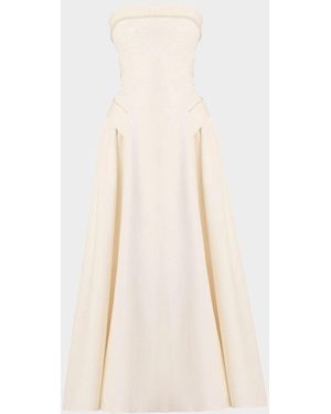 Shoshanna Remington Jacquard Strapless Cocktail Midi Dress - Natural