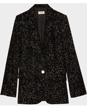 Zadig & Voltaire Valse Glitter Dots Velvet Blazer - Black