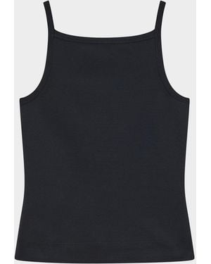JOSEPH Square-Neck Rib Knit Viscose Tank - Black