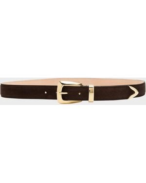 KHAITE Benny Suede Belt - Brown