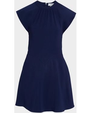 Stella McCartney Cap-Sleeve V-Waist Mini Dress - Blue