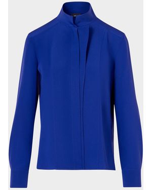 Akris Silk Crepe Asymmetric Blouse - Blue