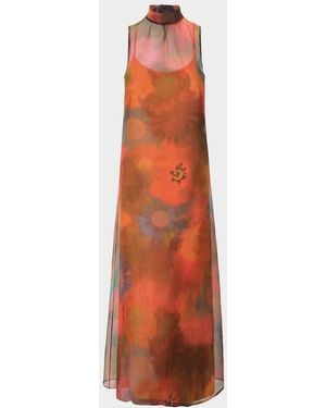 STAUD Albee Floral Tie-Neck Maxi Dress - Orange