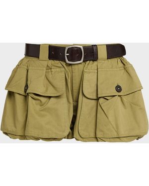 Sea Andrea Workwear Bubble-Hem Shorts - Green