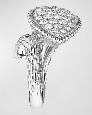 Boucheron Large Serpent Boheme Ring With Diamonds, Size 53 - White
