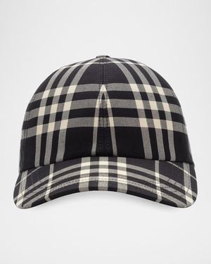 Burberry Apos;S Checked Cotton Baseball Cap - Gray