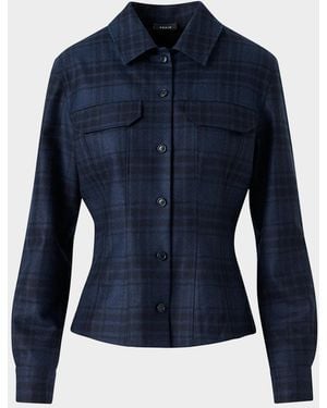 Akris Long-Sleeve Check Flannel Shirt - Blue
