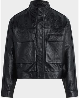 Hudson Jeans Apos;S Leather Stand-Collar Jacket - Black