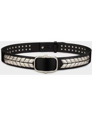 Isabel Marant Belja Metal-Embellished Leather Belt - Black