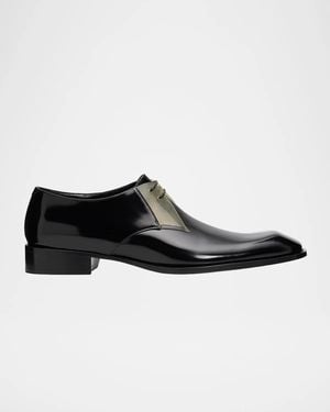 Saint Laurent Apos;S Nico Clear-Panel Leather Derby Shoes - Black