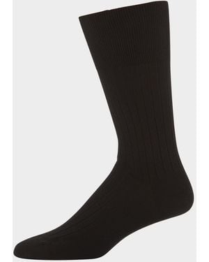 Marcoliani Rib-Knit Cotton Socks - Black