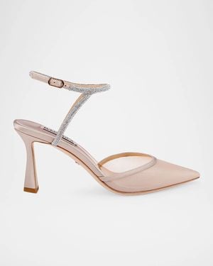 Badgley Mischka Kamilah Iii 80Mm Crystal-Embellished Mesh Pumps - Natural