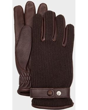 Hestra Apos;S Christopher Elk Leather And Cashmere Knit Gloves - Brown