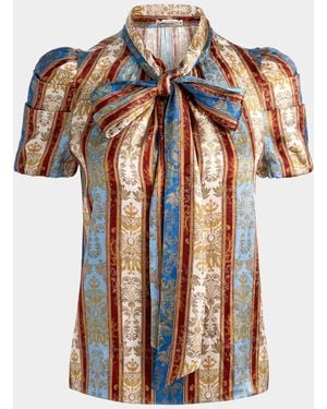 Alice + Olivia Brentley Tieneck Blouse - Multicolor