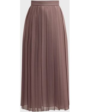 Eleventy Pleated A-Line Maxi Skirt - Brown