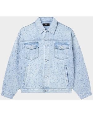 Purple Apos;Beaded Denim Trucker Jacket - Blue