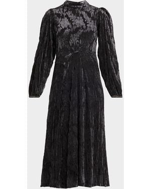 Sea Regine Long-Sleeve Burnout Midi Dress - Black