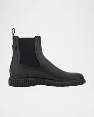Ferragamo Apos;S Santo Leather Rubber-Sole Chelsea Boots - Black