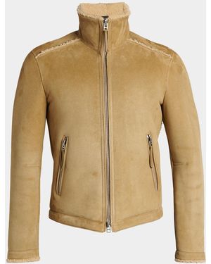Tom Ford Apos;S Shearling-Trim Suede Jacket - Natural
