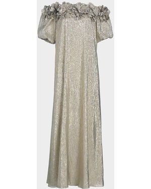 Sachin & Babi Valentina Silk Off-The-Shoulder Gown - Natural