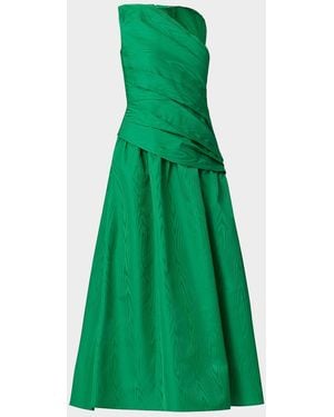 Shoshanna Gabriele Pleated Swirl-Print Midi Dress - Green