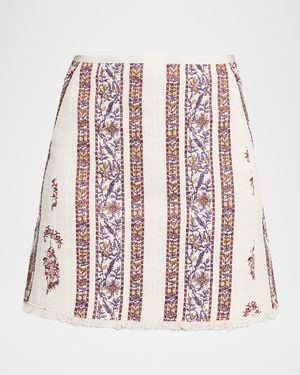 Giambattista Valli Floral Bouclé A-Line Mini Skirt - Red