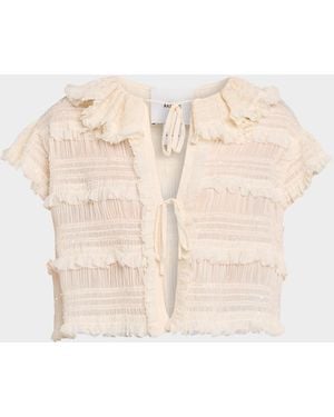 AKNVAS Audra Ruffled Tie-Front Blouse - Natural