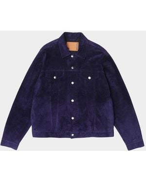 vowels Apos;S Suede Trucker Jacket - Blue